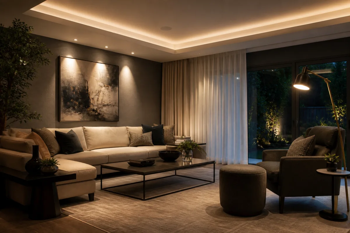 Create layered lighting with multiple smart sources: an editorial lighting study focused on ambient layers, task light, and accent spots
